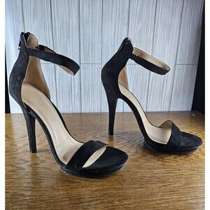 CHARLOTTE RUSSE Rebekah Women's Size 8 Ankle Strap Stiletto Heels Sandals Black